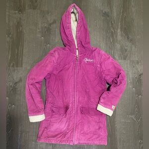 Carhartt Girls pink Sherpa lined full zip hooded chore coat size L 12
